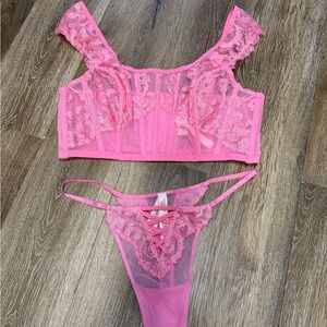 Victoria's Secret Pink Lace Bra and Panty Set